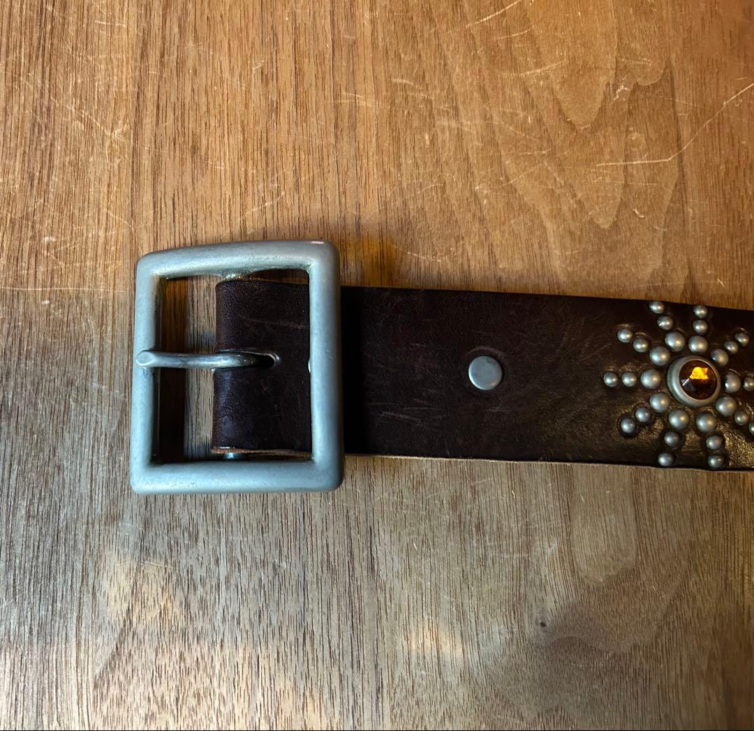 HTC スタッズベルト ブラウンベース 36inch バックル付