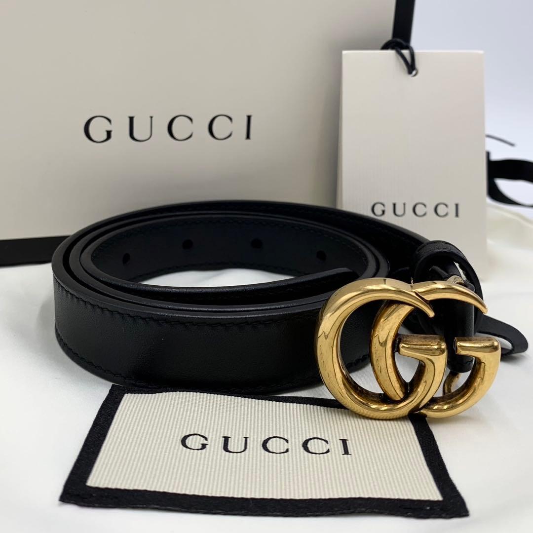 付属品付き・未使用に近い GUCCI グッチ ベルト マーモント ダブルG