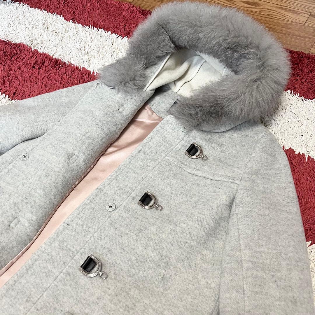 ジャスグリッティー ダッフルコート フォックス ファー 金具 牛革