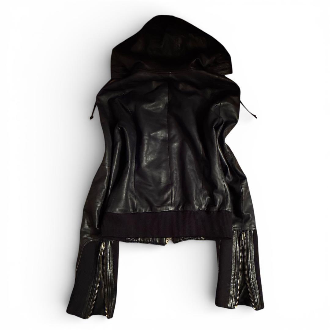 ジャケット・アウター archive leather hoodie y2k 00s ekam lgb