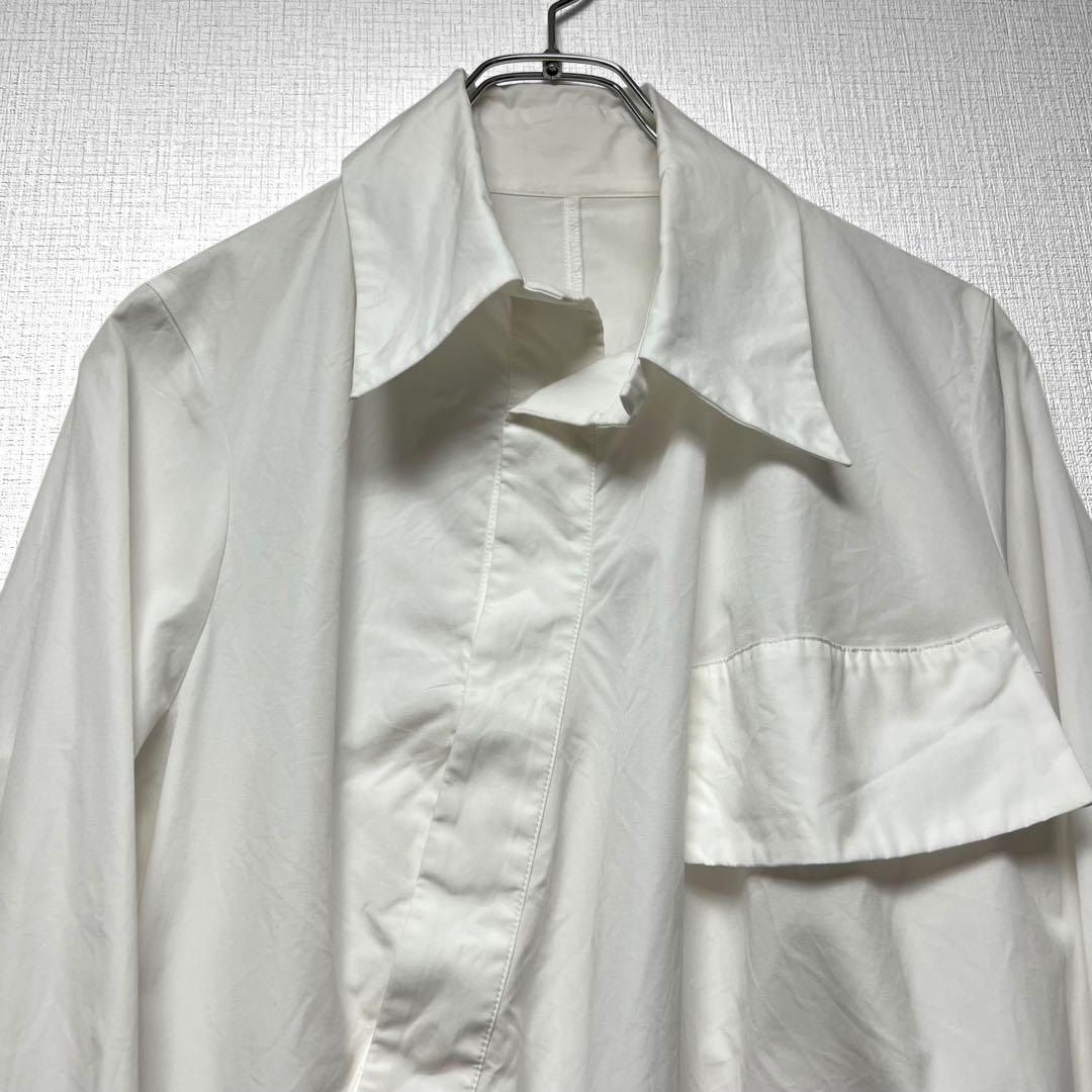 ヨウジヤマモトファム 斜めボタン 変形デザインシャツ スナップボタン 比翼仕立て