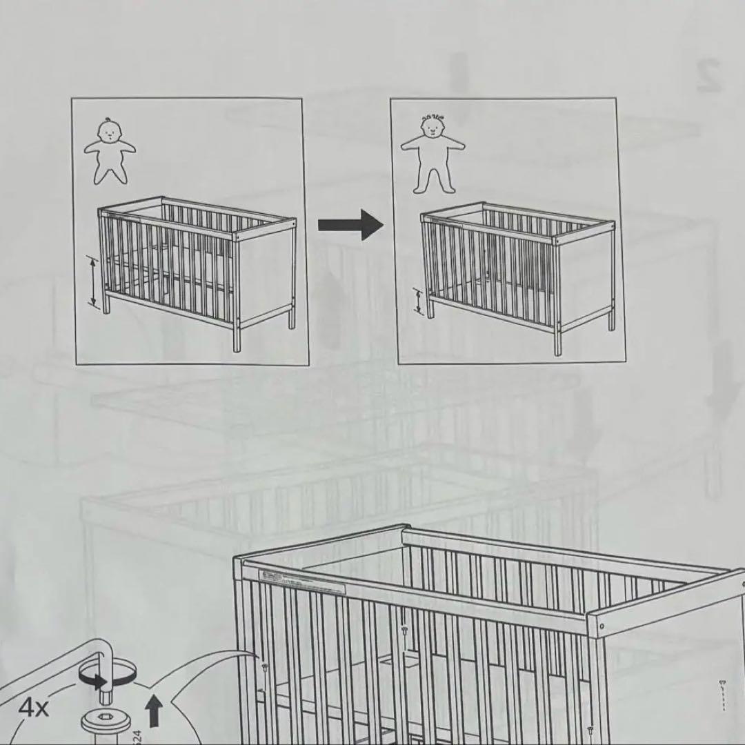 IKEA ベビーベッド ホワイト 木製