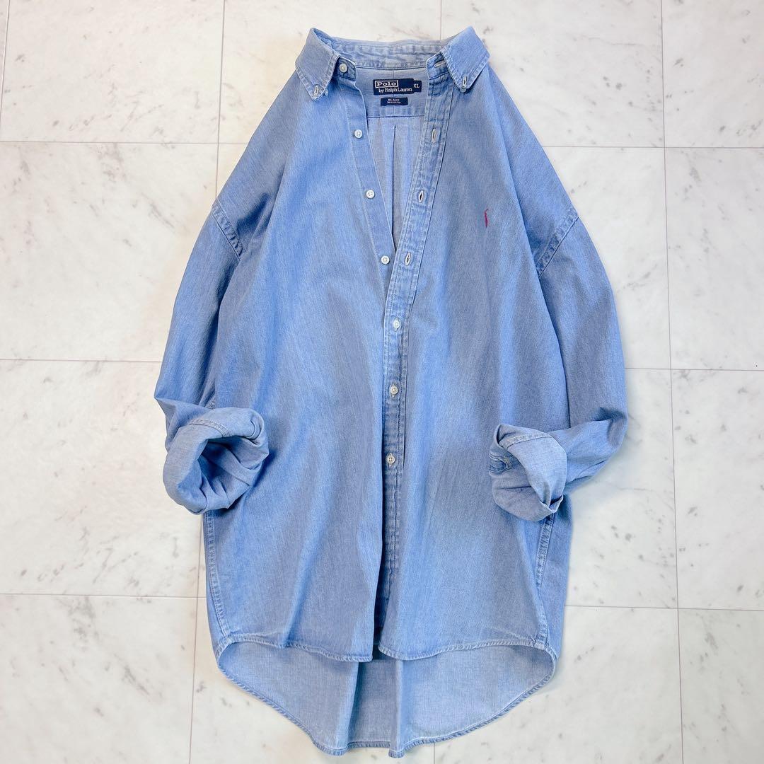 ポロラルフローレン BLAKE デニムシャツ XL ワンポイント刺繍 BD