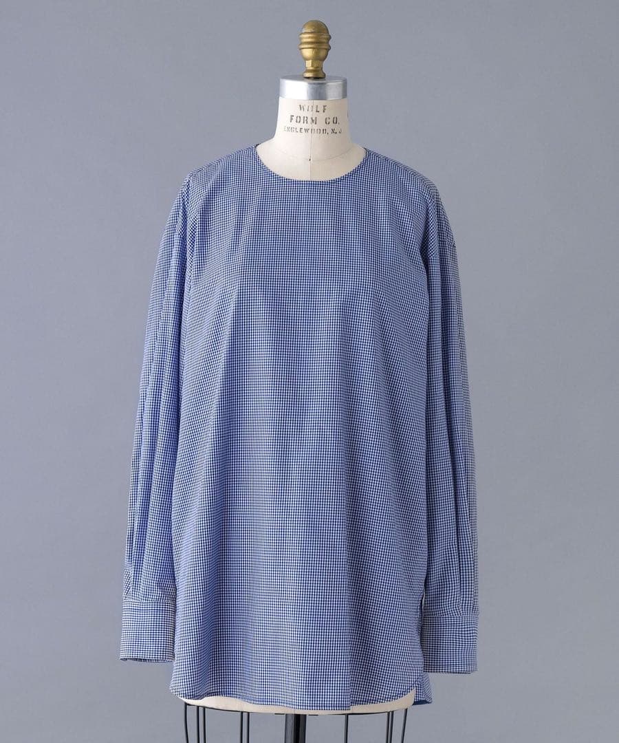 blamink ギンガムチェッククルーネックブラウス