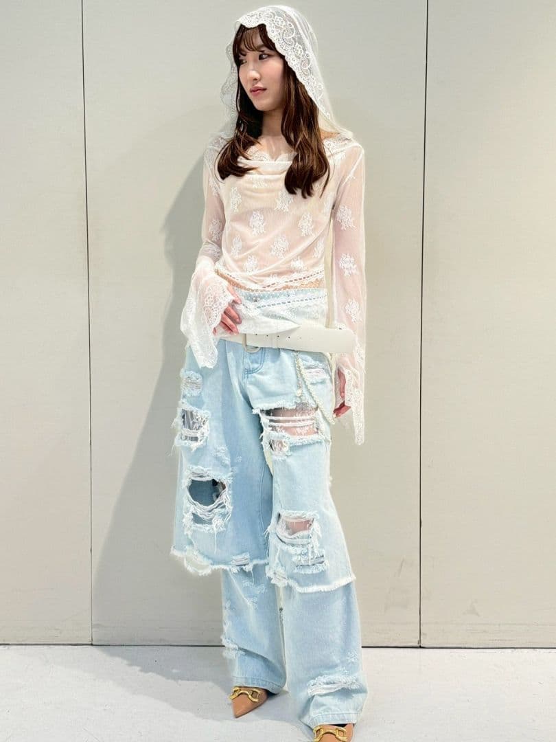 ワンピース neith. Veil Off-shoulder Dress(White)