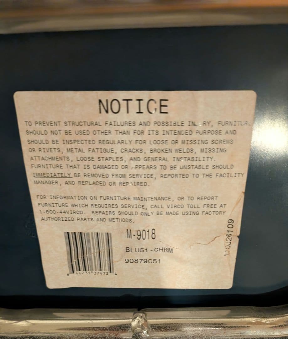 【送料込み】VIRCO 9000 Chair バルコ スタッキングチェアネイビー