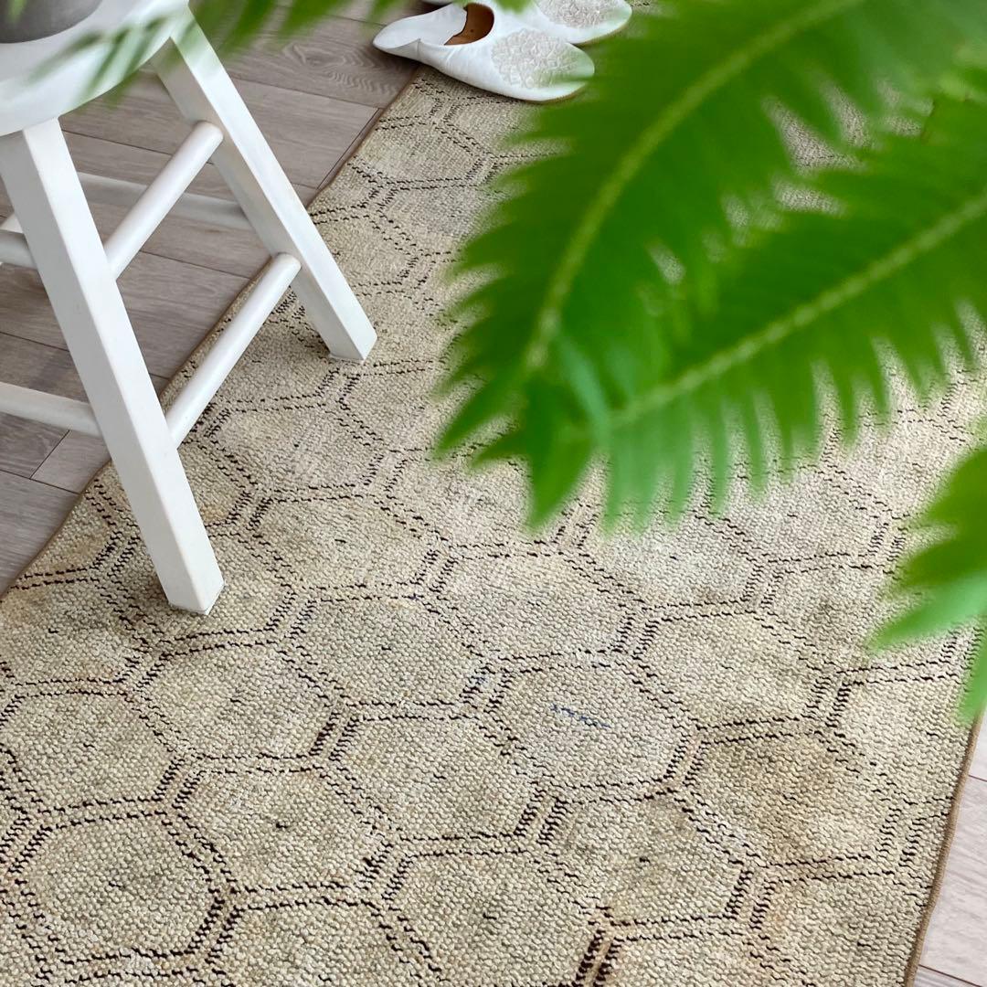 超ロング　均等ハニカム71×288✳︎ベージュ　ランナー　トルコヴィンテージラグ