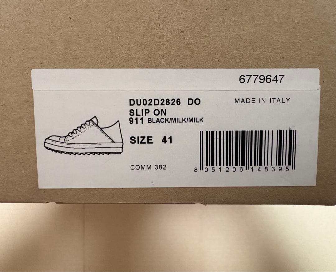 靴 RICKOWENS DRKSHDW SLIP ON BLACK/MILK