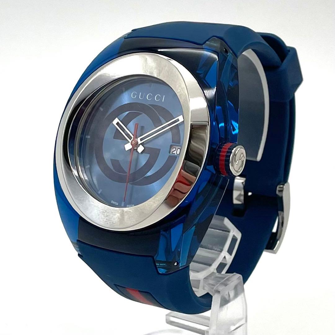 GUCCI SYNC シンク ラバーベルト ユニセックス ウォッチ ブルー 青