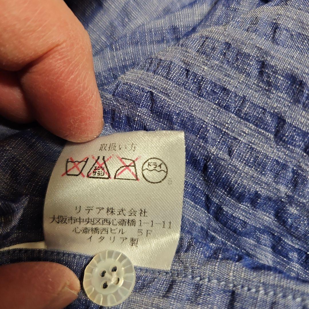 【新品未使用】バルバ　ダンディライフ　綿麻ストライプシャツS38定価約4.8万円