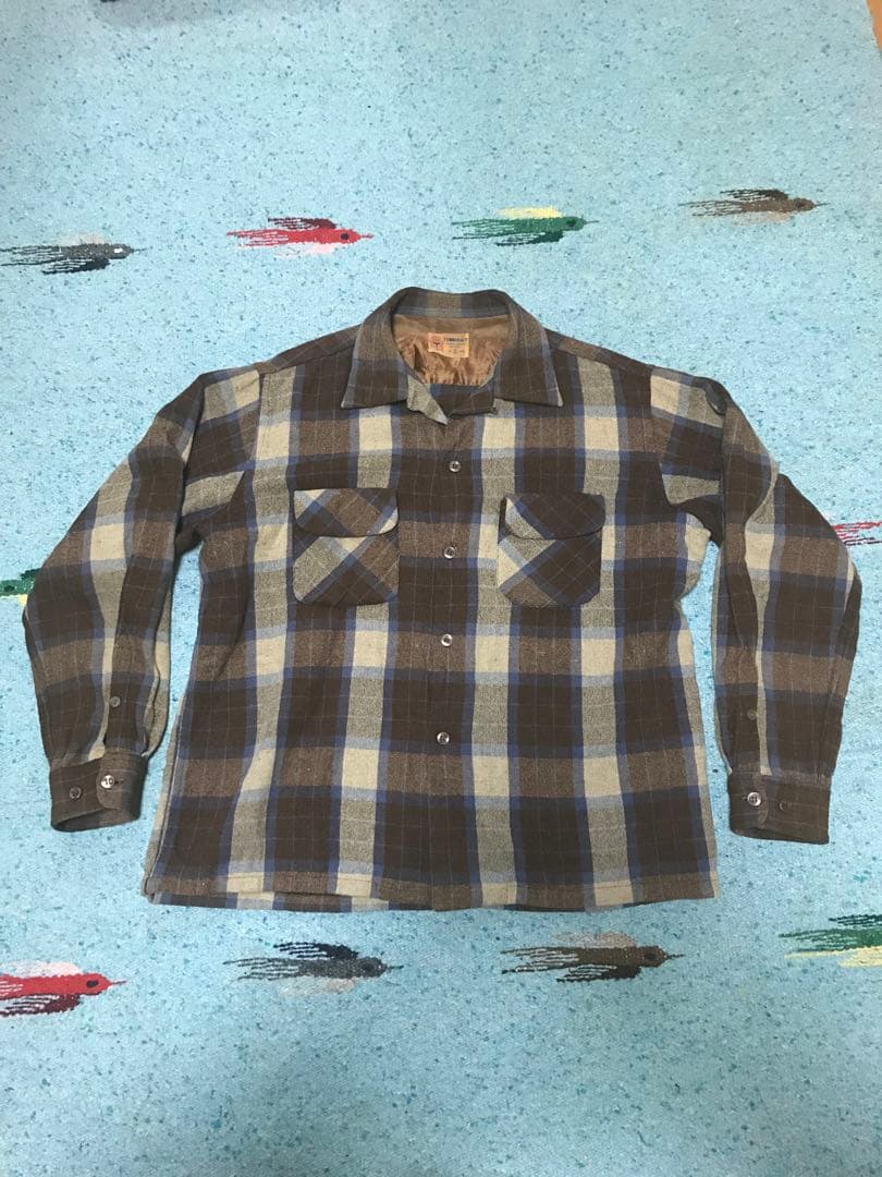 50s タウンクラフト ウール シャツ ボード レーヨン ギャバジン ネル