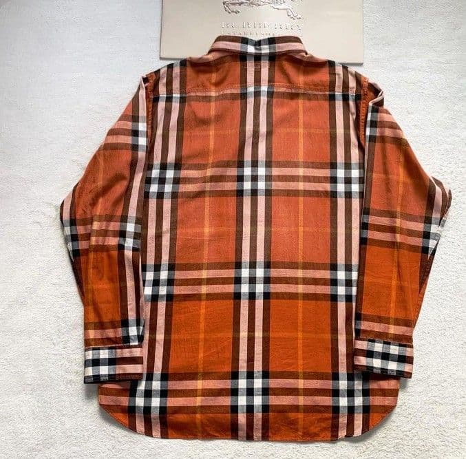 【希少】BURBERRY メガチェック ノバチェック 長袖シャツ オレンジ LL