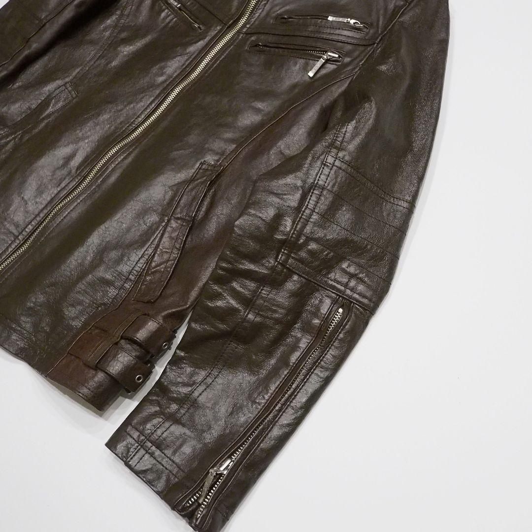 A.S.M シングルライダースジャケット 2way ファー付き 本革 48