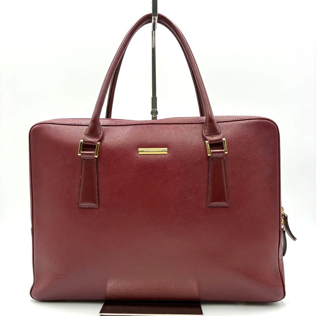 極美品 Burberry ブリーフケース A4 ノバチェック サフィアーノレザー