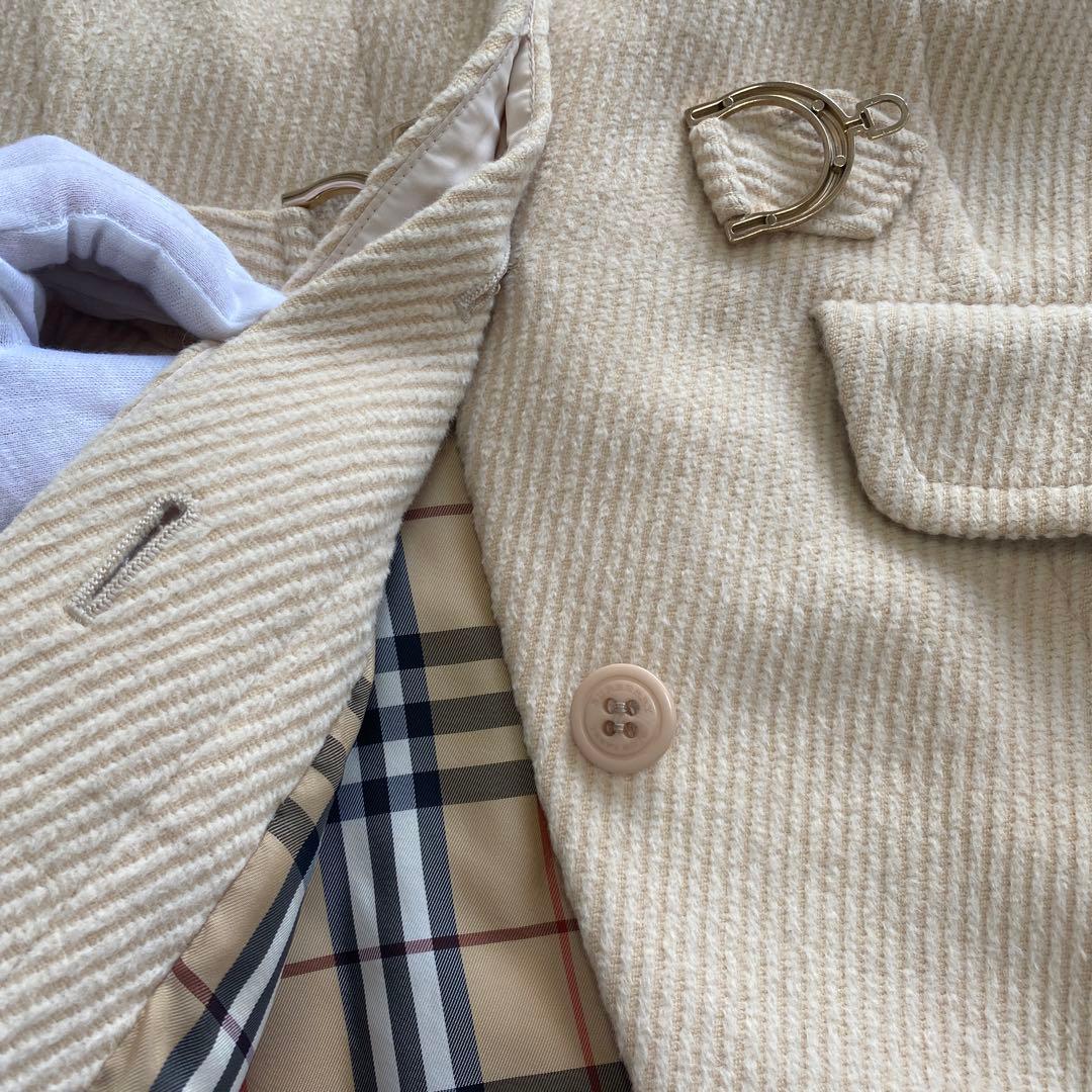 極美品　バーバリーブルーレーベル　ダッフルコート　ノバチェック　ラビットファー