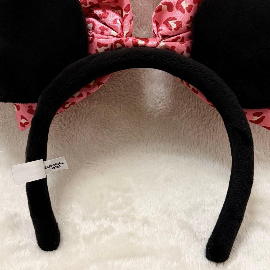 東京ディズニーリゾート ミニーマウス ピンク ヒョウ柄 リボン カチューシャ