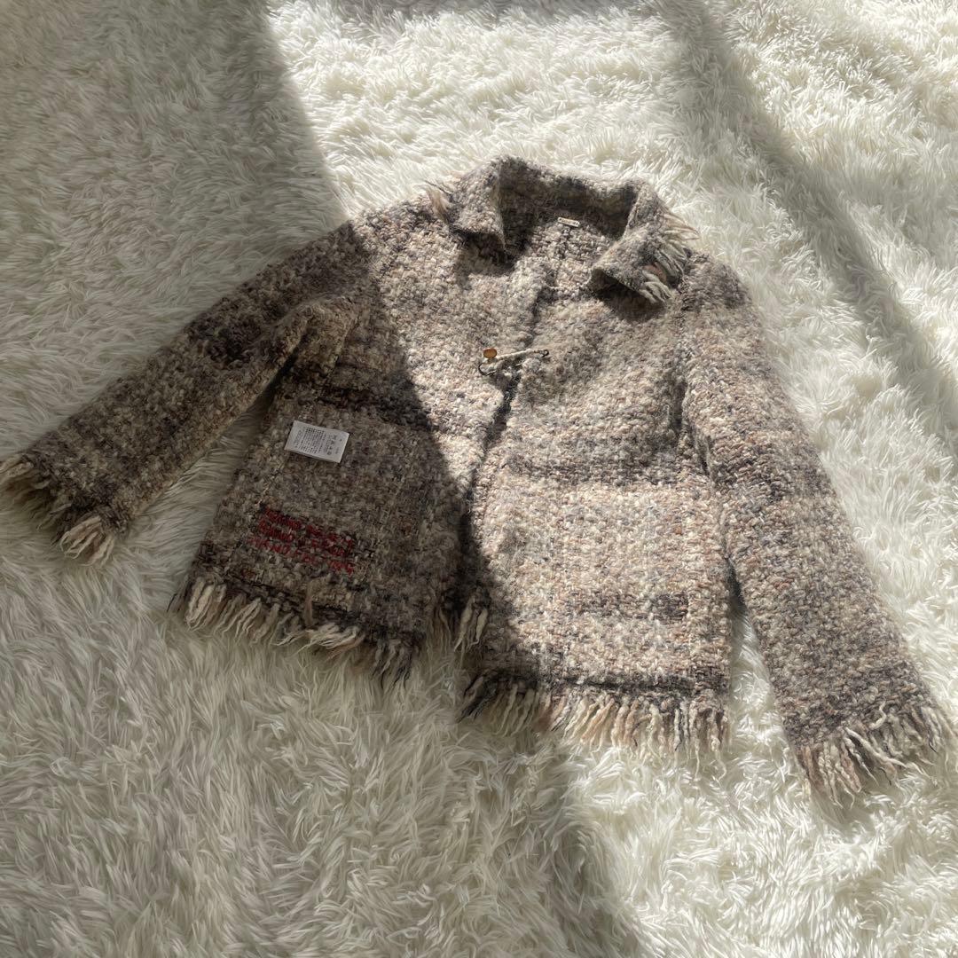 美品 希少【45R Bandou-Rツィード風ニットカーディガン】