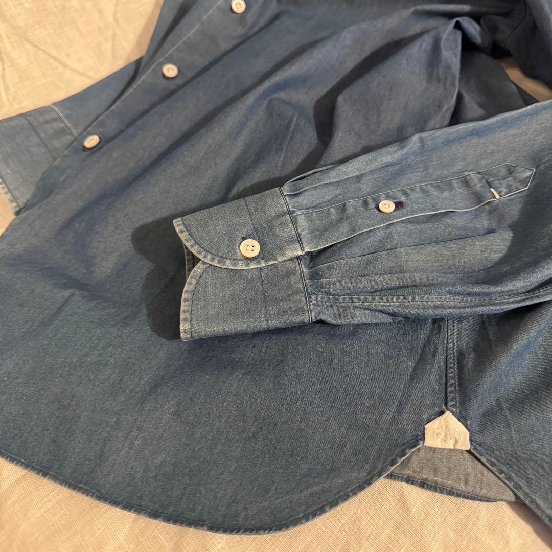 【美品】 LUIGI BORRELLI デニム ドレスシャツ サイズ17-43