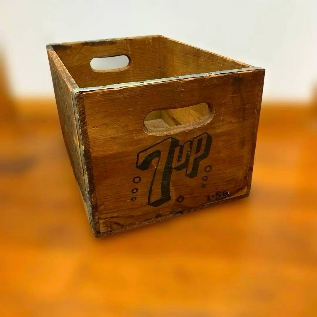 本物！ビンテージ 7UP 木箱1960〜70s ロサンゼルス工場　収納　アメカジ