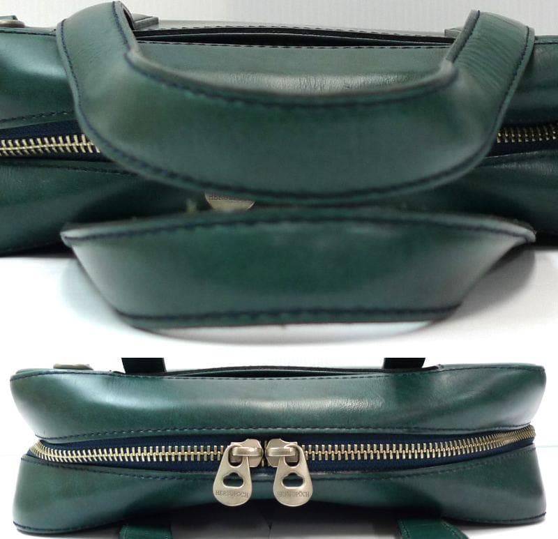 HERGOPOCH　トートバッグ　ワキシングレザー　ミッドナイトグリーン