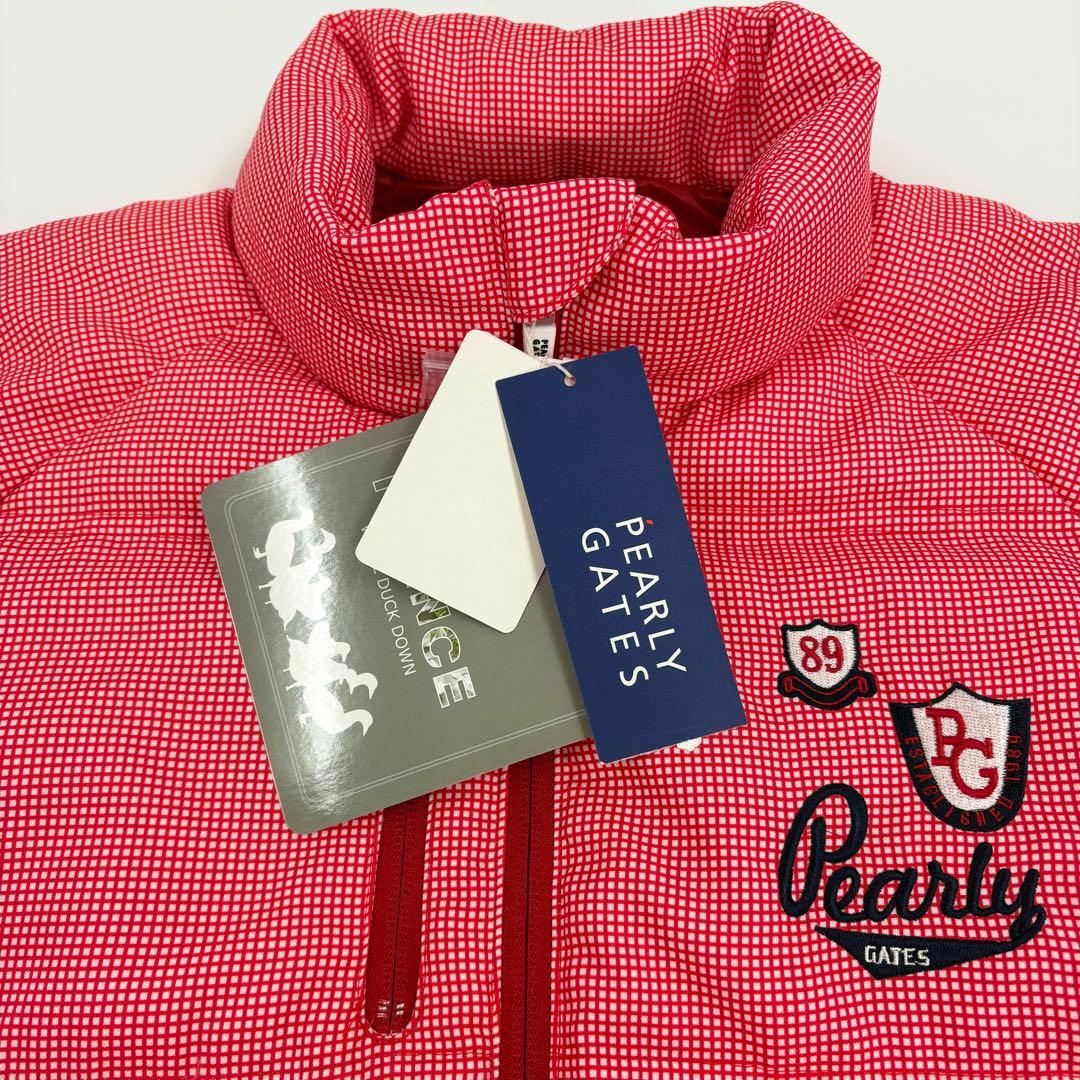 新品未使用　パーリーゲイツ ダウンジャケット 5 L 赤 チェック 805