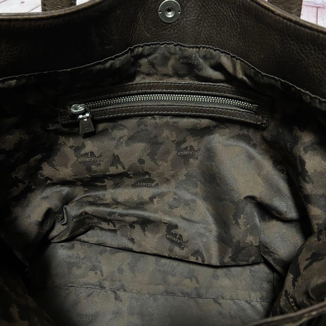 【aniary】 メンズ レザー トートバッグ ブラウン 肩掛け A4可能