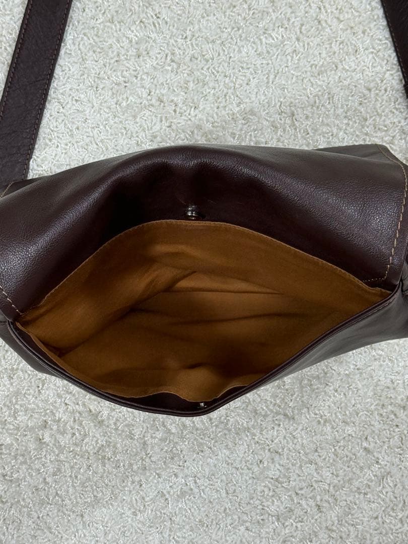 【美品】 土屋鞄 フラップ メッセンジャー バッグ ステッチ 本革 レザー 茶