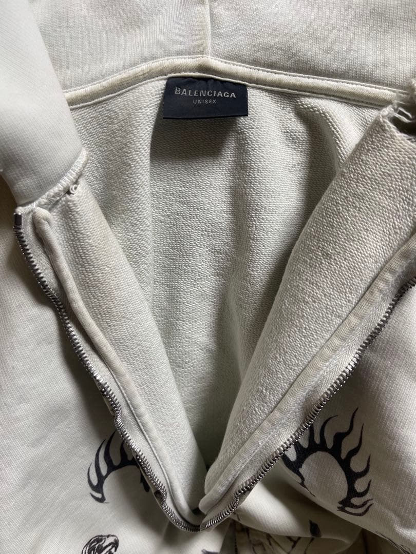 トップス 24SS BALENCIAGA Tatoo Zip Hoodie White S