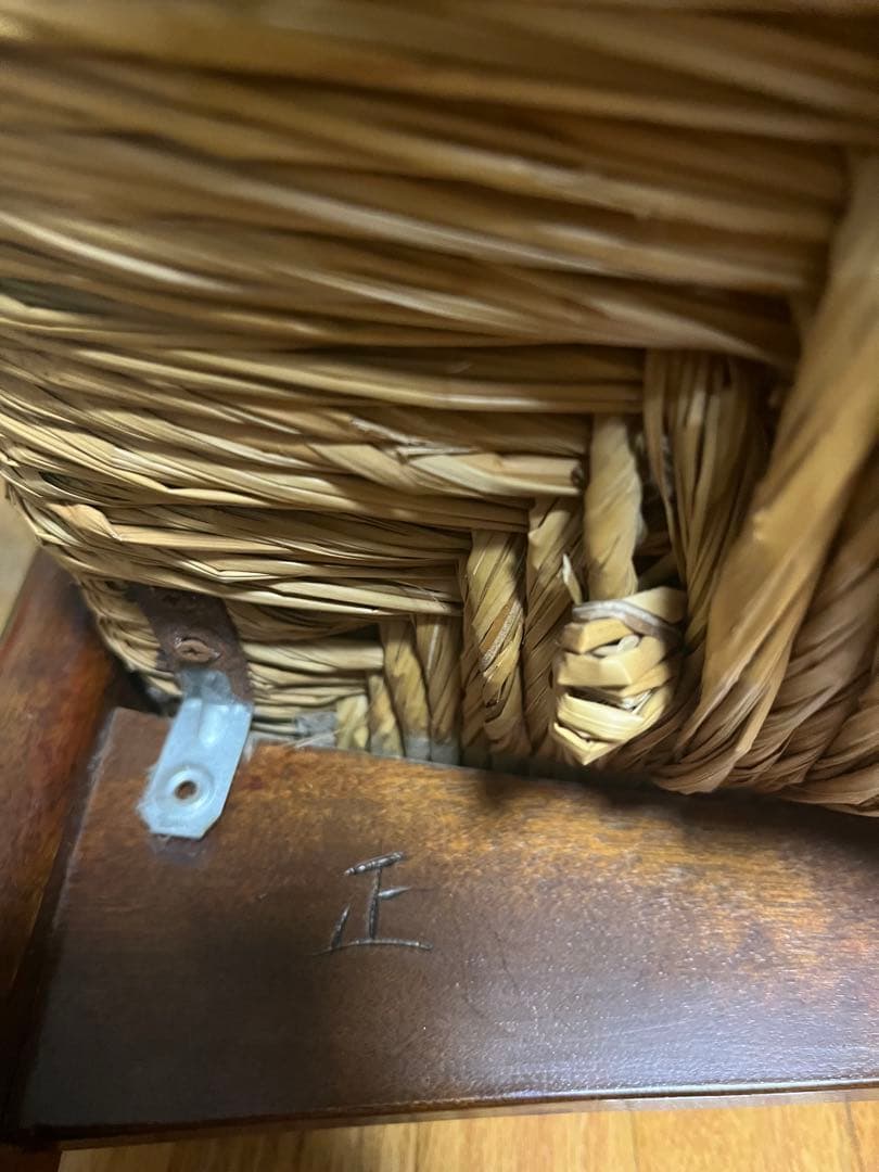 松本民芸 家具 77型 曲肘 ラッシ アーム チェア ①