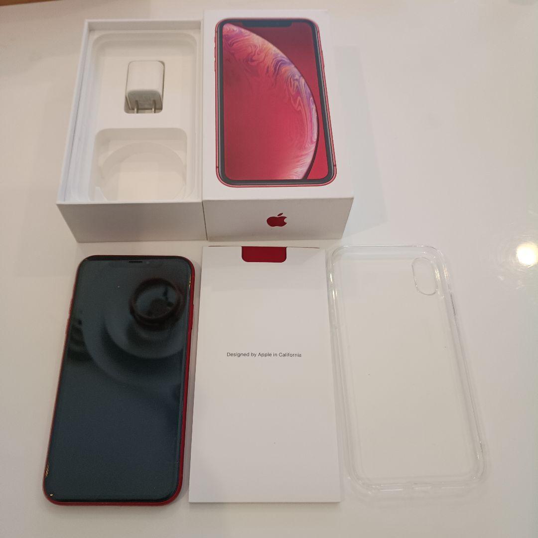 Apple iPhone XR 赤 充電器・ケース付き