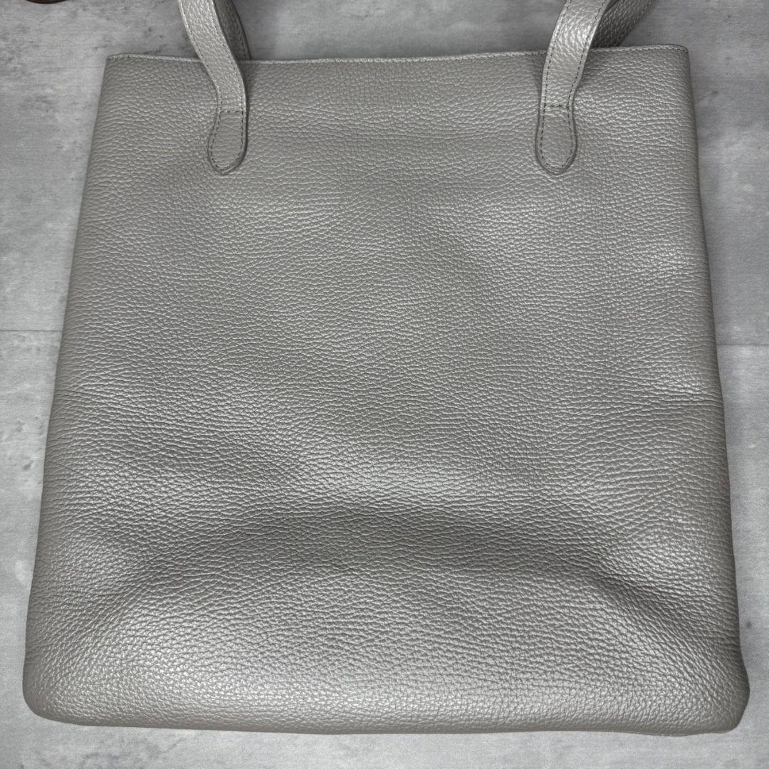 ★美品★シャンポールセリエ レザー トートバッグ シュリンクレザー グレー