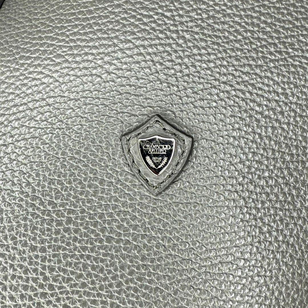 ★美品★シャンポールセリエ レザー トートバッグ シュリンクレザー グレー