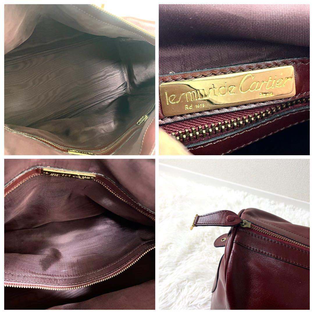 カルティエ　Cartier ボストンバッグ　マストライン　ボルドー　大きいバッグ