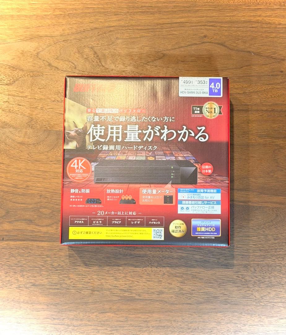 ✨販売台数No. 1✨美品✨BUFFALO 外付けハードディスク 4TB 4K