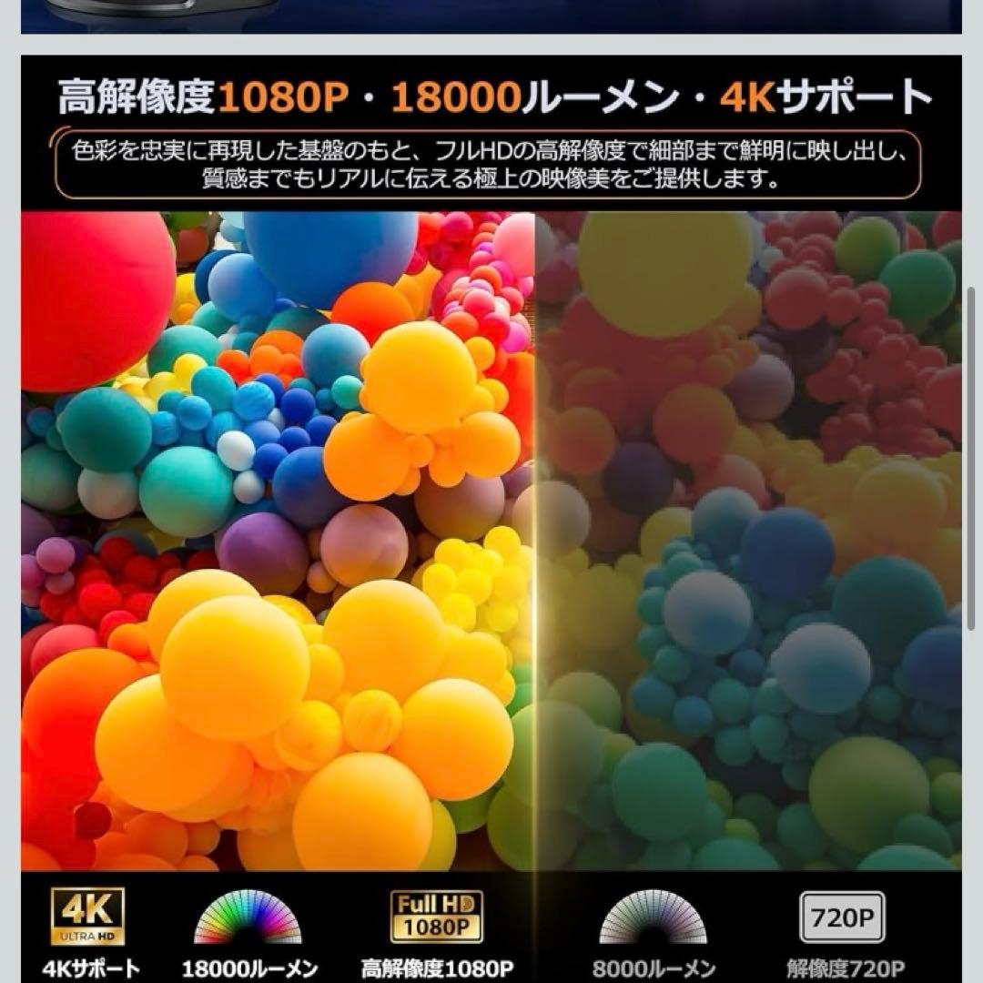 Android TV 12.0 プロジェクター 18000ルーメン 4Kサポート