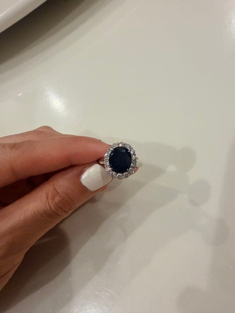 ネイビーオーバルカットリング