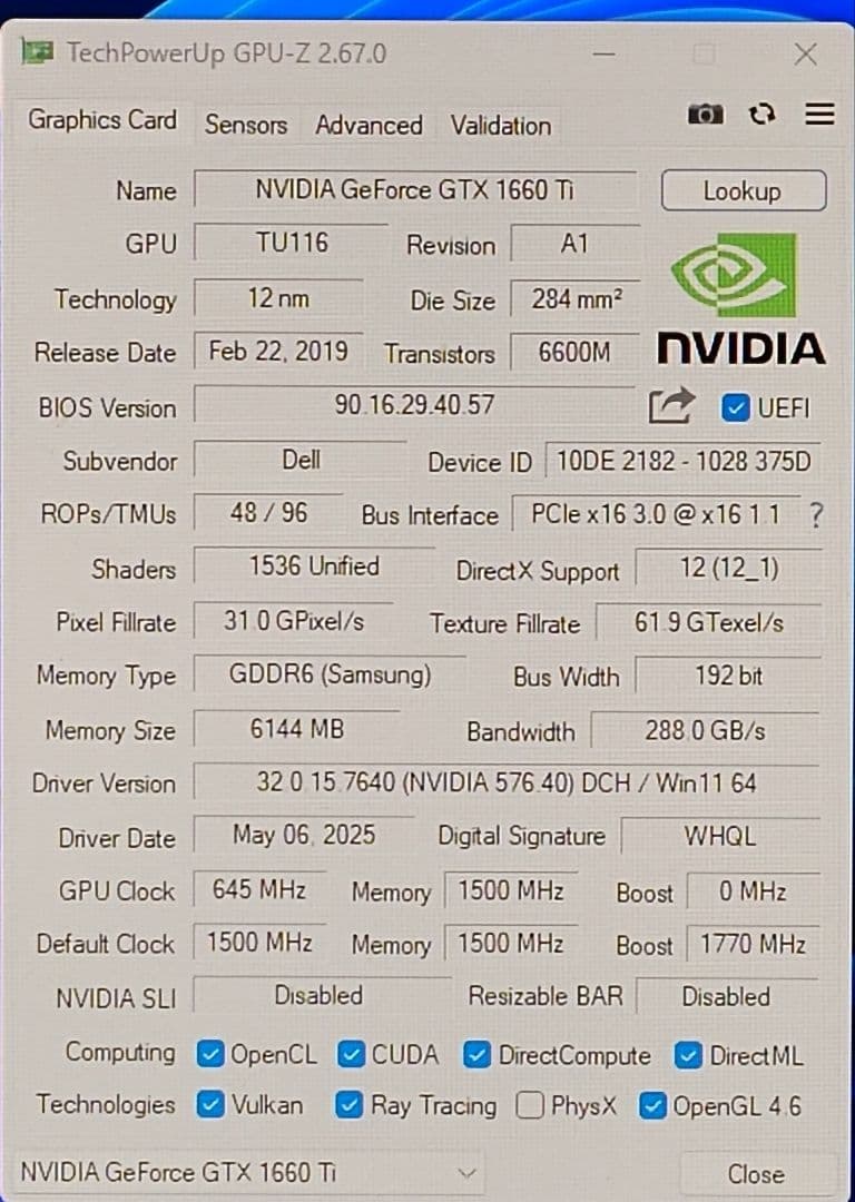 GeForce GTX 1660Ti OEM 【動作確認済】