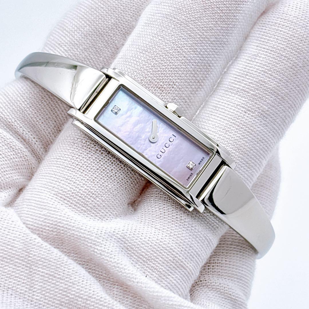 【美品・電池新品】GUCCI 109 ピンク シェル ダイヤ レディース