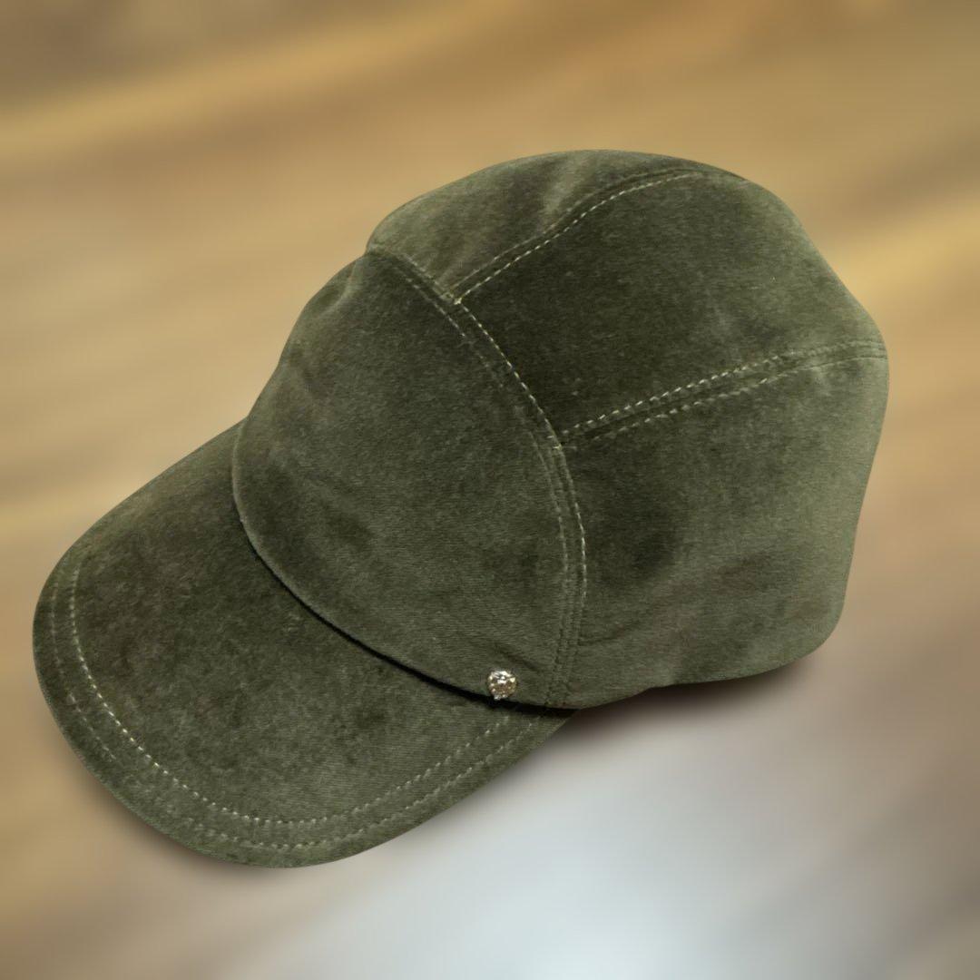 ヘレンカミンスキー ベロア調　キャップ　カーキ　ダークグリーン　未使用