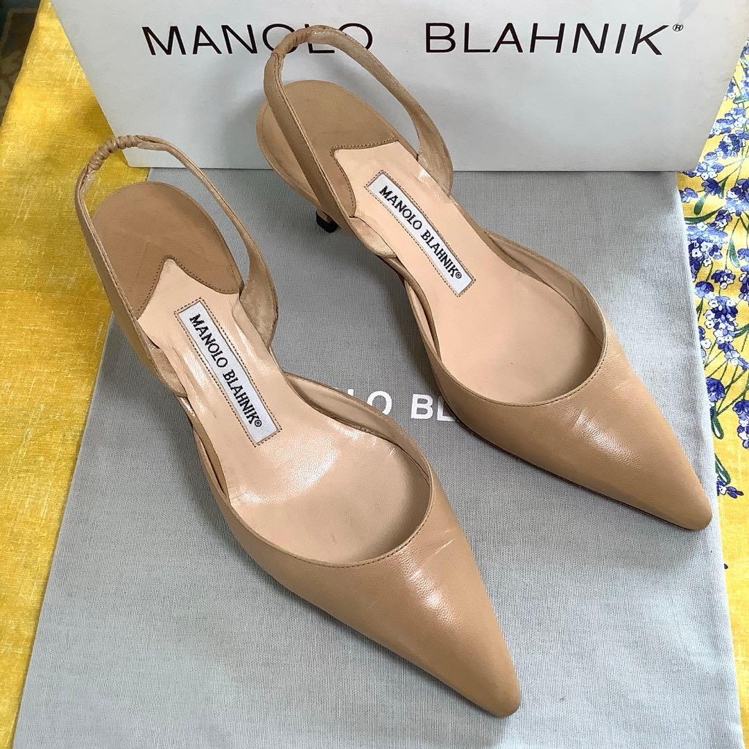 マノロブラニク 定番 キャロリン スリングバック ヌーディーカラー 22.5cm