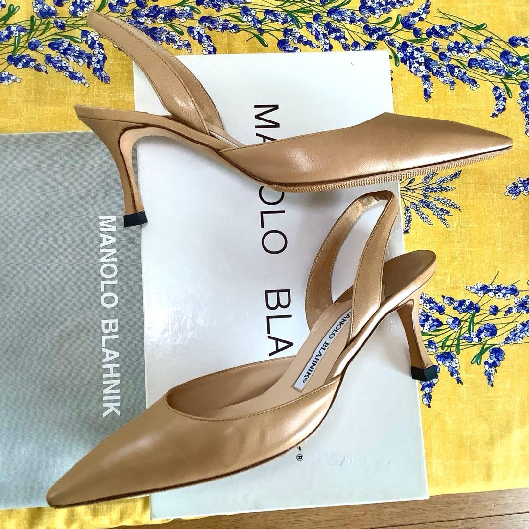 マノロブラニク 定番 キャロリン スリングバック ヌーディーカラー 22.5cm