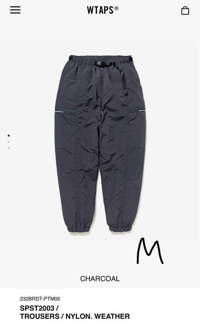 WTAPS23FW発売SPST2003/TROUSERS/NYLONチャコールM