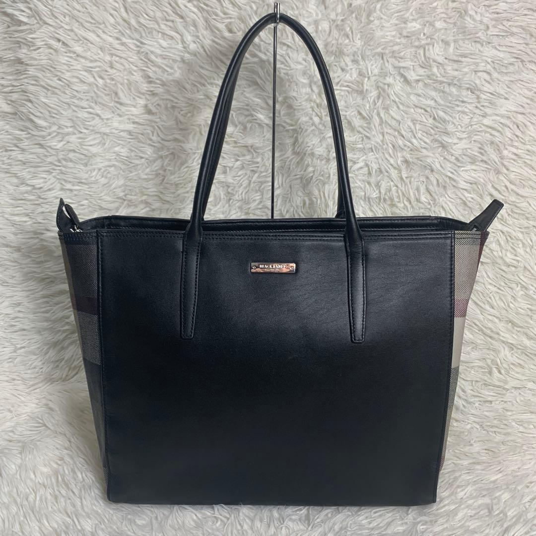 ブラックレーベルクレストブリッジ ノバチェック トートバッグ レザー