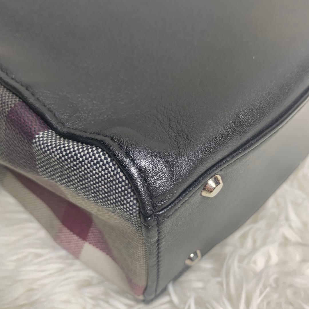 ブラックレーベルクレストブリッジ ノバチェック トートバッグ レザー