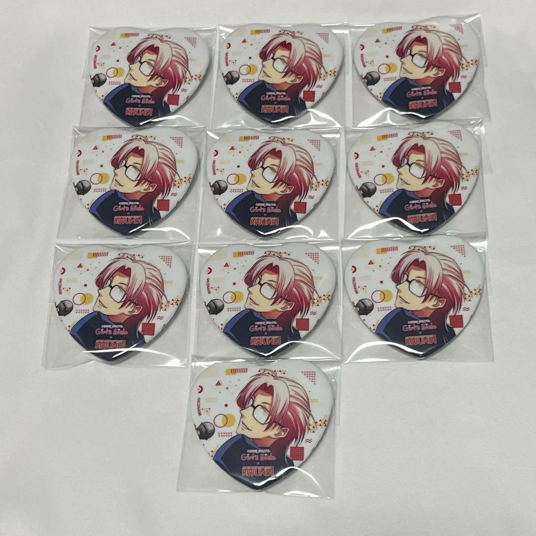 ときメモgs 七ツ森実ラウンドワンコラボ ハート缶バッジ