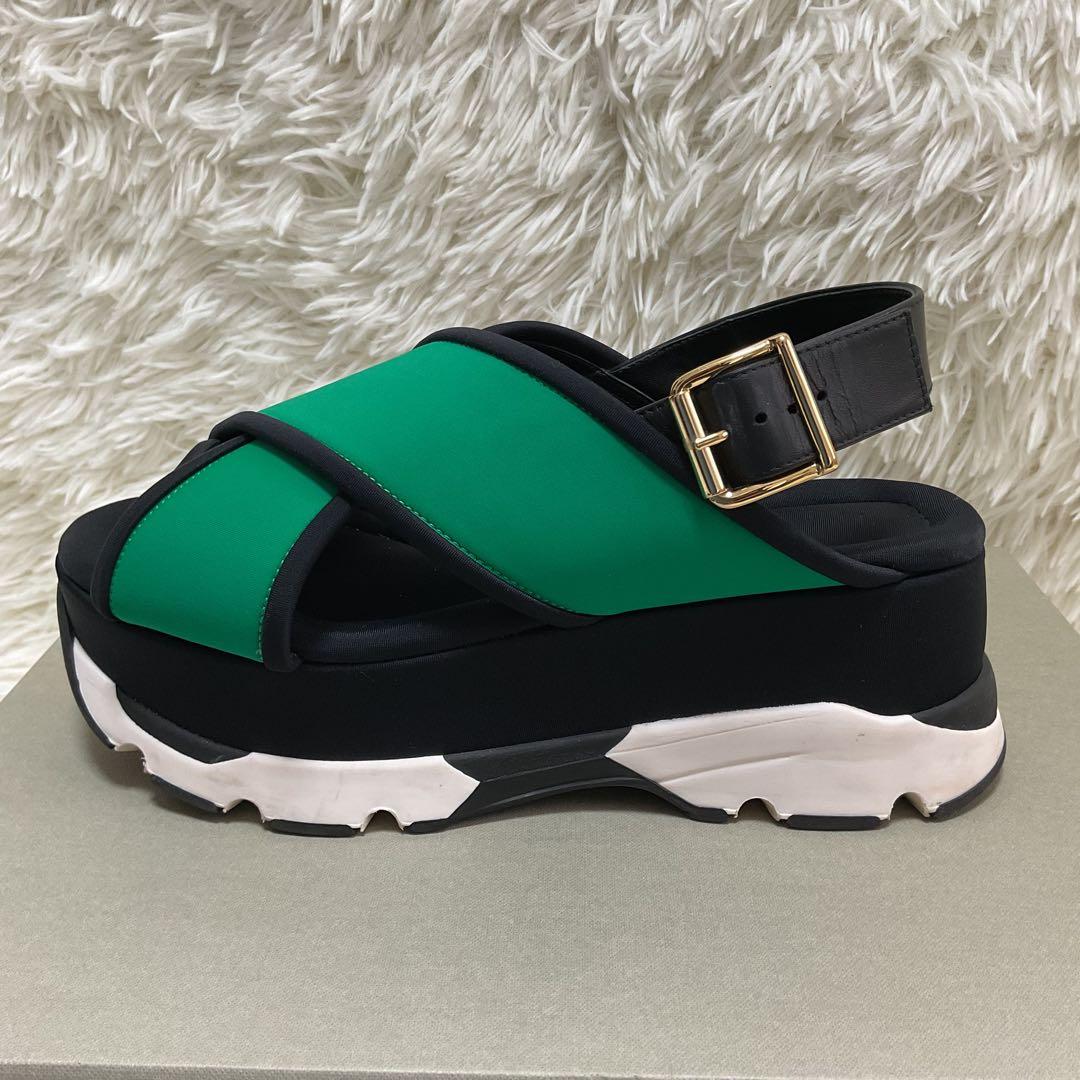 MARNI マルニ クロス ウエッジサンダル スポーツサンダル 厚底 グリーン