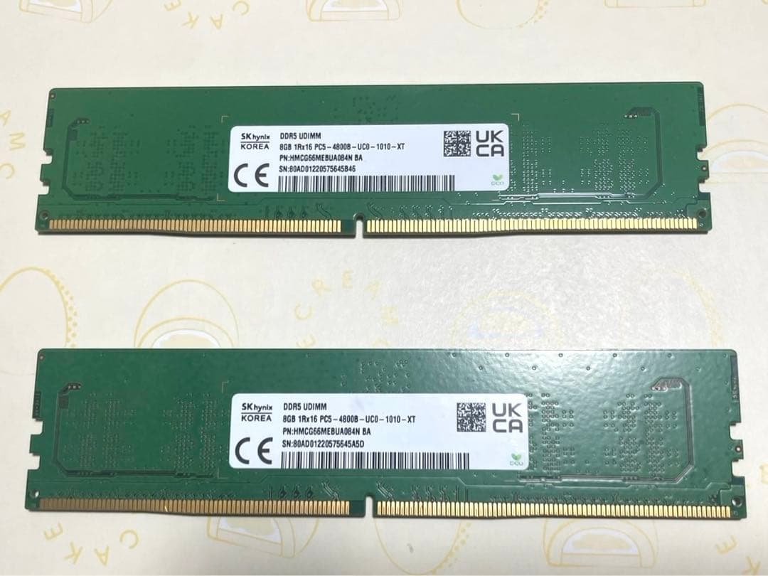 SK-hynix DDR5 8GB 4800MT/s メモリ 2枚 ジャンク