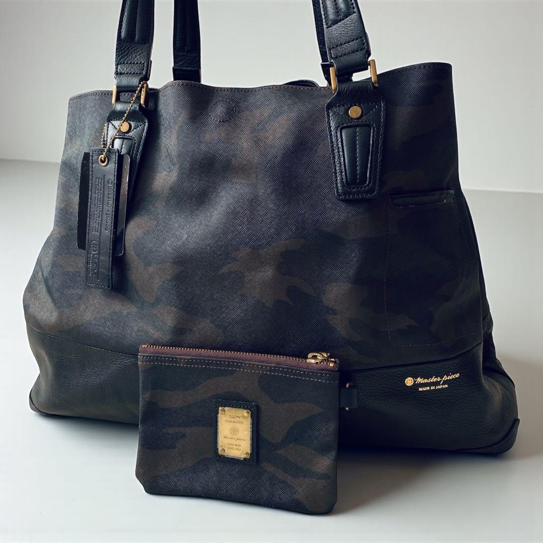 masterpiece マスターピース【美品】PVC＆レザー トートバッグ