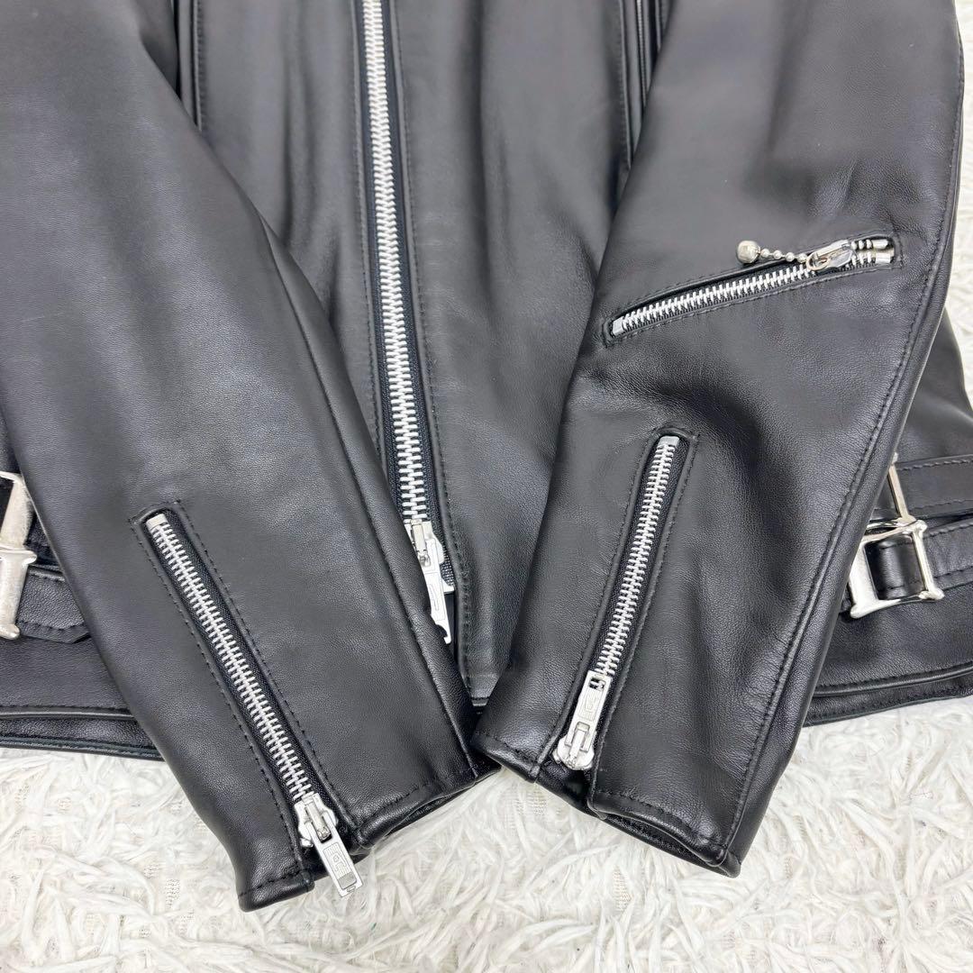 英国製 666 Leather Wear ダブルライダースジャケット 黒 34