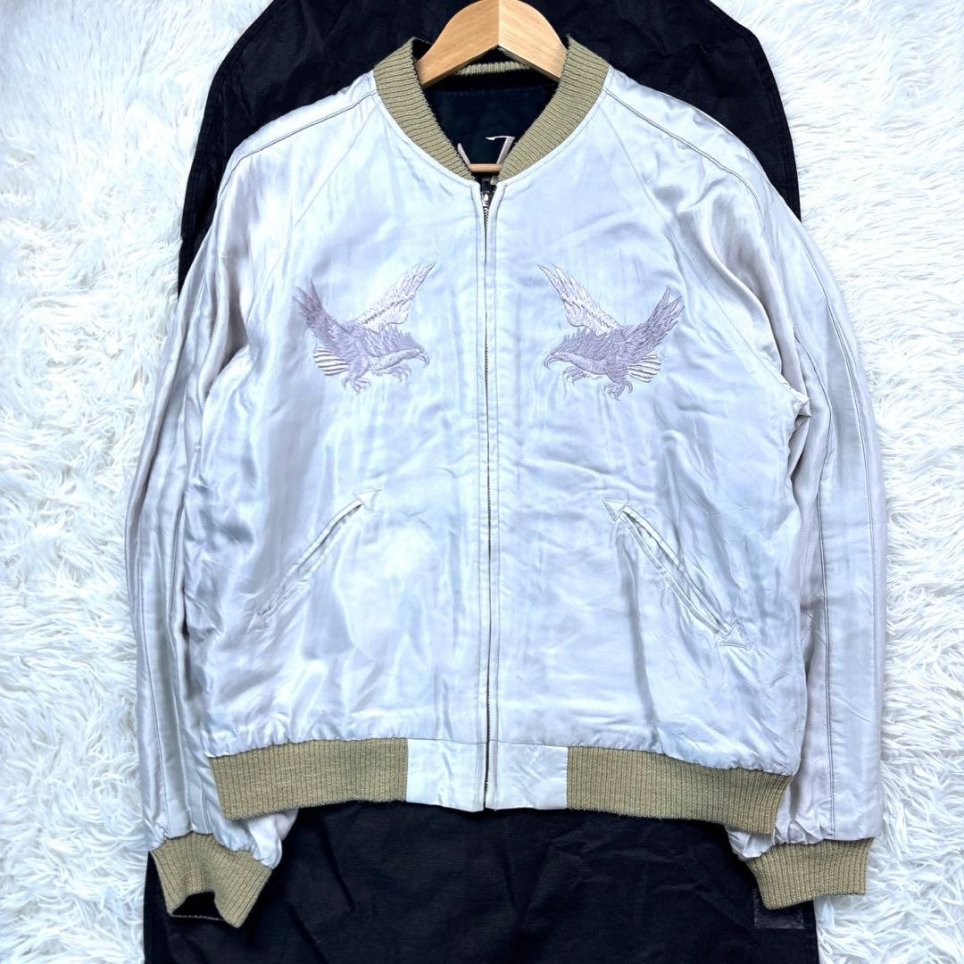 テーラー東洋 スカジャン リバーシブル 舞妓 龍 鷹 サイズL 黒/金 白